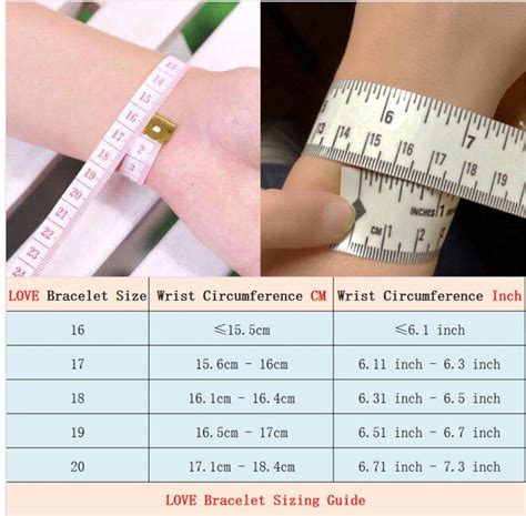 cartier love bracelet measurements